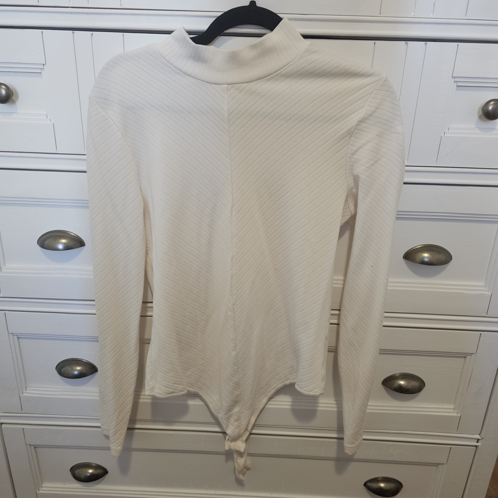 Knix X Birds Papaya Cream Ribbed Mock Neck Long Sleeve Bodysuit